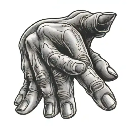Finger Tattoo Of Hands Wrapped Around Finger