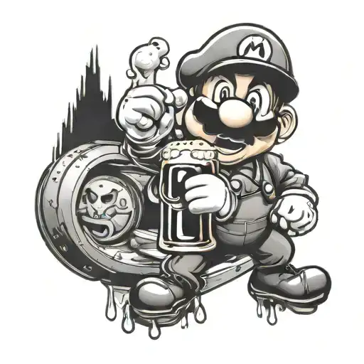 Mario Drinking Beer