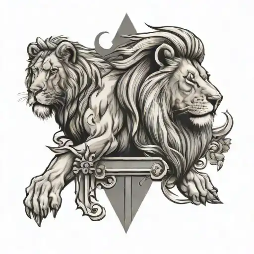 Lion And Cross