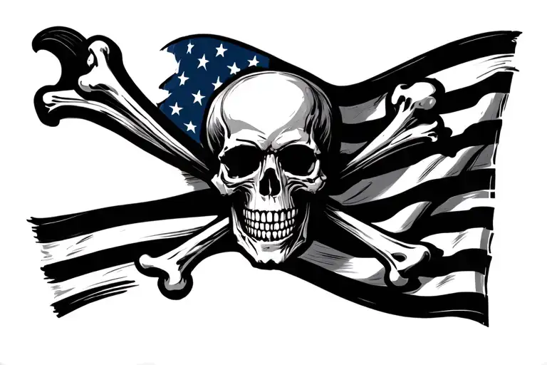 American Flag With Skull & Crossbones
