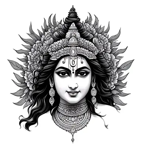 Kali Maa With Siva And Mantra