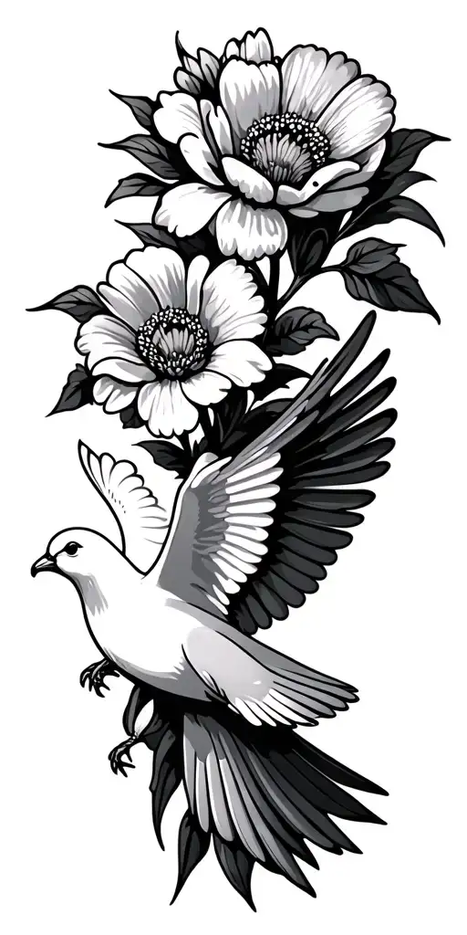 Flower Blooming Dove Flying