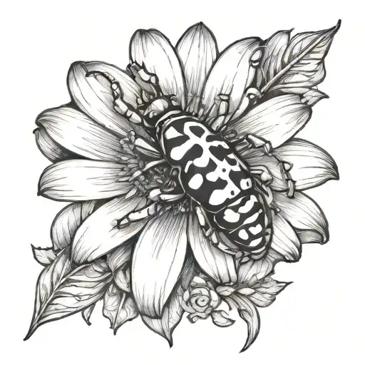 Damaged Daisy Flower With Crab Spider