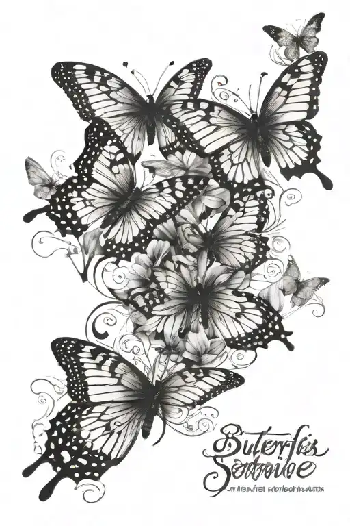 Butterflies Flying And Sentence Written