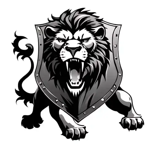 Shield Lion Roaring