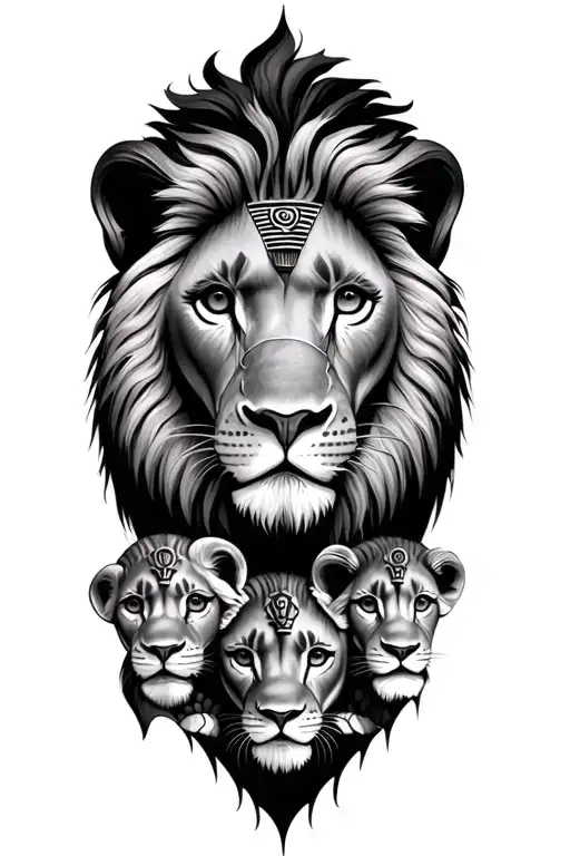 Lion With Cubs And The Eye Of Ra Replacing An Eye