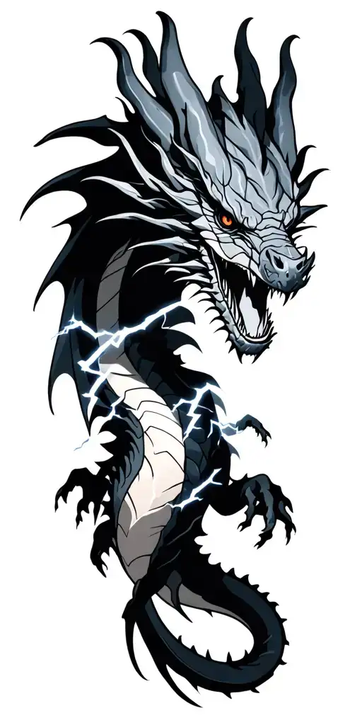 Dragon Wrapped With Lightning