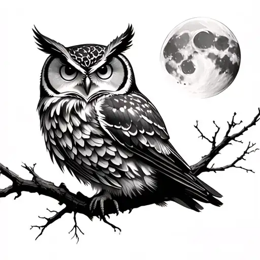Owl And Moon