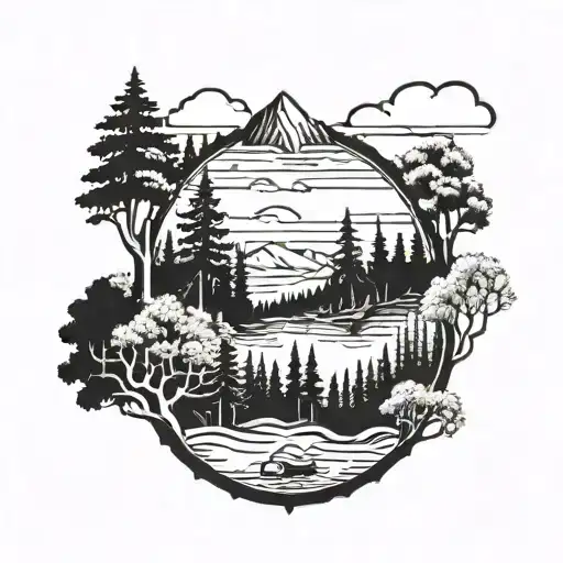 Eau Claire Wisconsin Outline With Trees