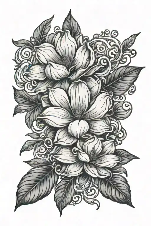 Magnolia And Leather Filigree Lines