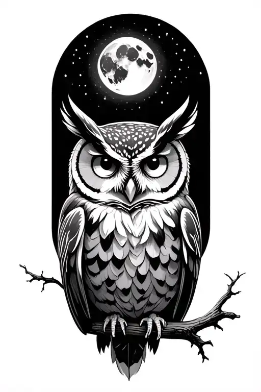 Owl And Moon