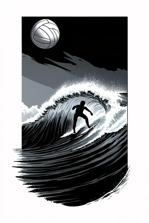 Surf Wave With A Volleyball