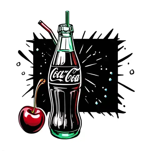 Old Coke Bottle With A Cherry And A Straw And A Few Sparkles Around It