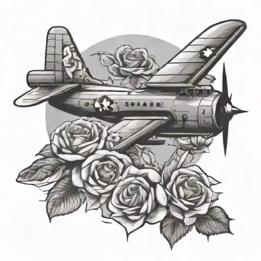 B2 Bomber Plane With Roses Intertwined