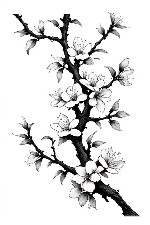 Thick Branch That Wraps Around And Cheery Blossom On Same