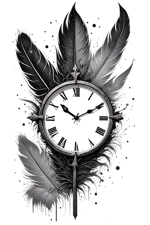 Distressed Cross Feather Clock