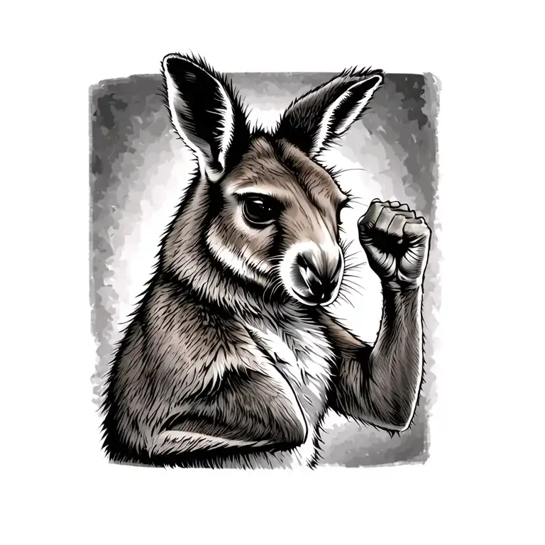 Kangaroo With His Fist Up