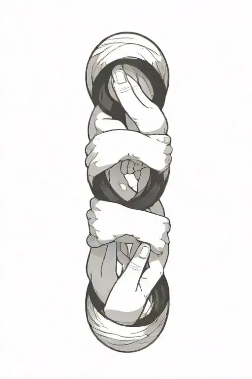 Hands Hugging In Shape Of A Ring Minimalistic Lineart