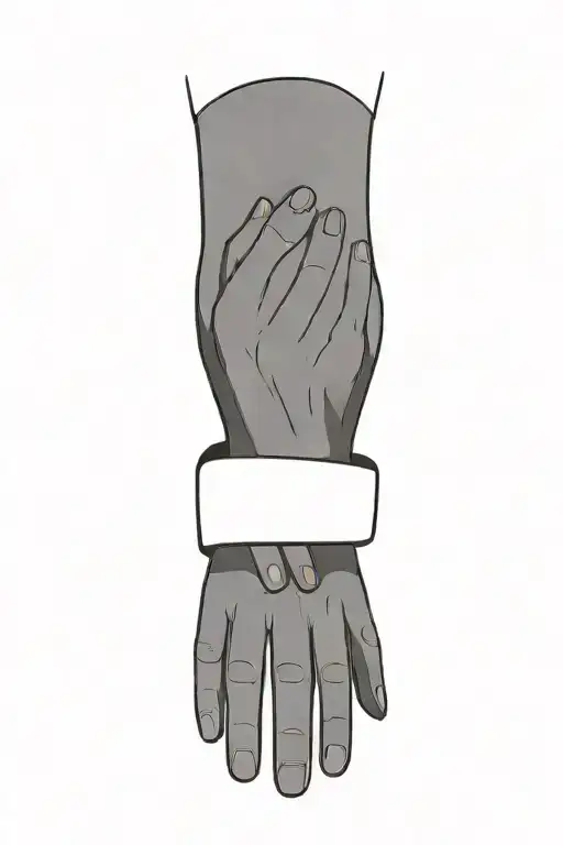 Two Hands Hugging In Shape Of A Ring Minimalistic Lineart