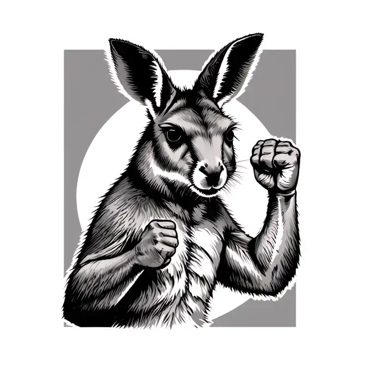 Kangaroo With His Fist Up Ready To Fight