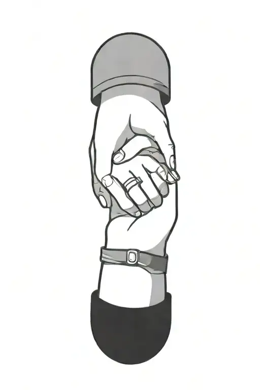 Two Hands Hugging In Shape Of A Ring Minimalistic Lineart Finger