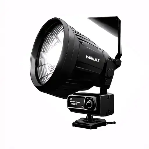 A Black And Grey Tattoo Of A Vari-lite Vl500 Wash Light Shining Down On A Group Of People