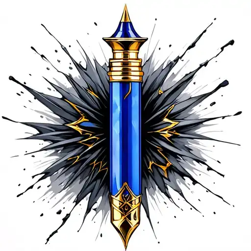 A Royal Blue Fountain Pen With Gold Cracks
