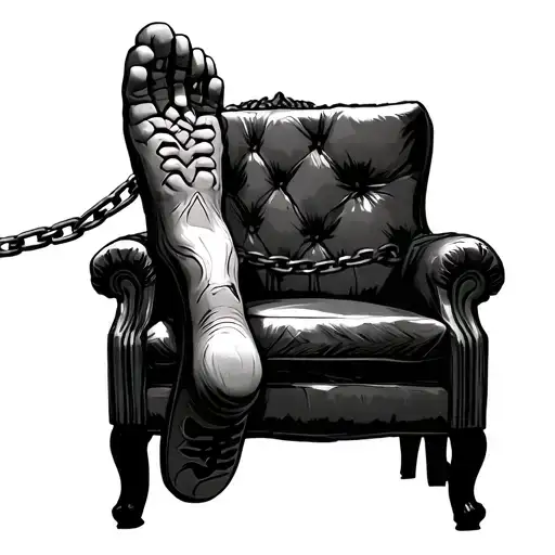 A Lost Sole Chained To A Chair Waiting To Be Released