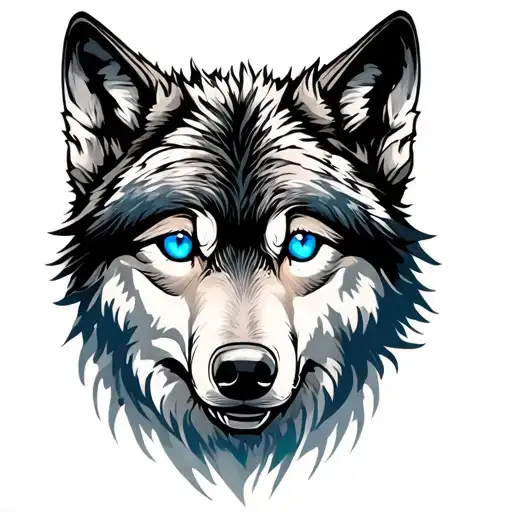 Big Blue Eye Watch Blue Eye Wolf On Mountain Range With Time Clock