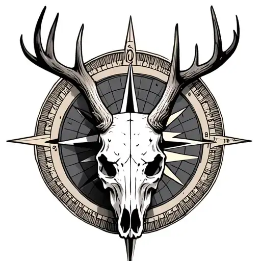 A Ancient Compass Elk Skull Below It