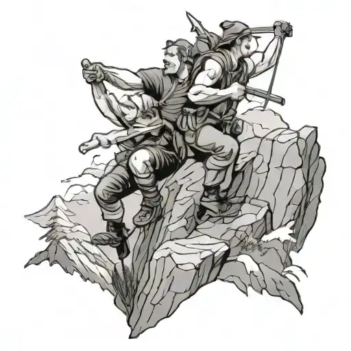 Brother And Brother Climbing Mountain