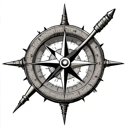 A Ancient Compass With The Needle Pointing West