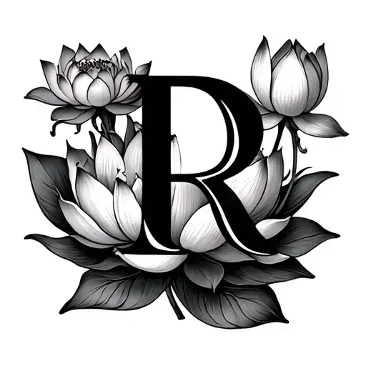 Letter R And Lotus Flower Growing