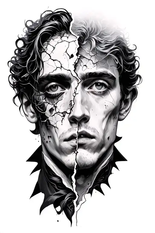 Dorian Gray Tattoo With Half Face Destroyed