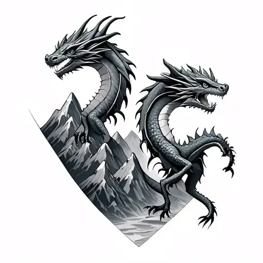Two Tiny Dragons And A Moutain Range