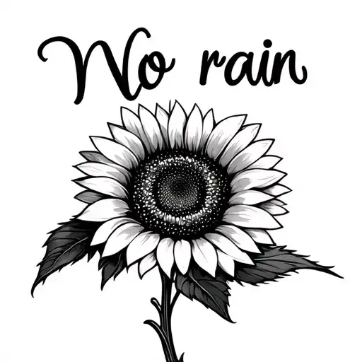 Sunflower With Stem Saying No Rain No Flowers