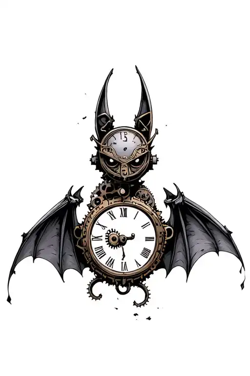 Steam Punk Bat With Decaying Wings And A Clock And Gears For The Body