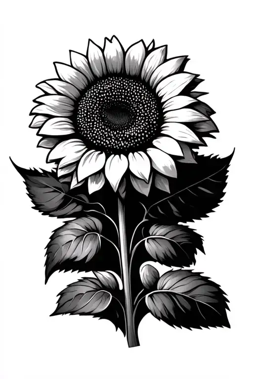 Sunflower With Stem Saying No Rain No Flowers