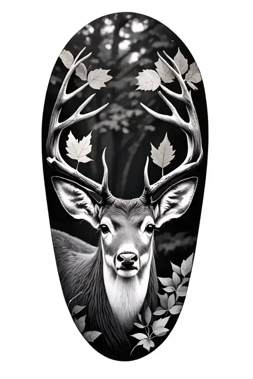 Deer And Fall Leaves Realistic