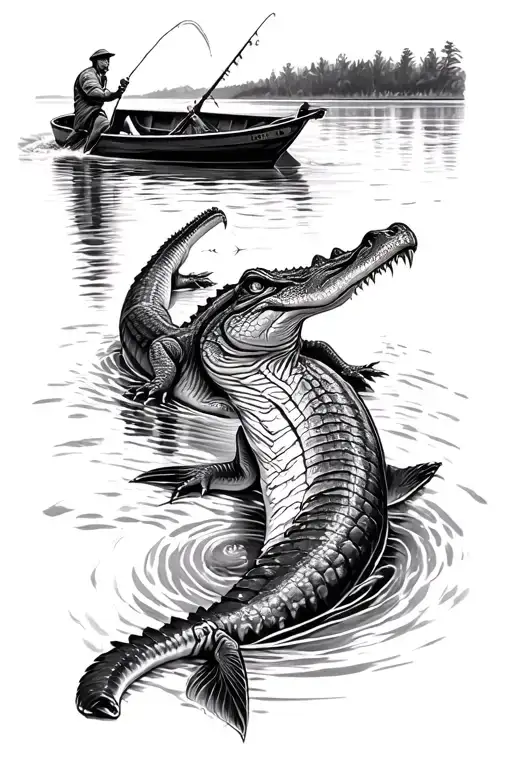 Shooting Crocodiles From A Boat Fishing