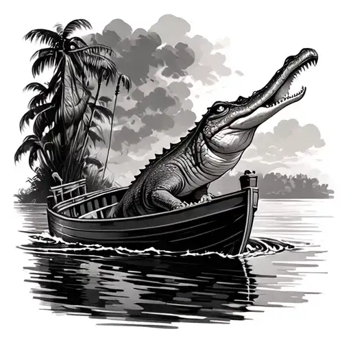 Shooting Crocodiles From A Boat Floating