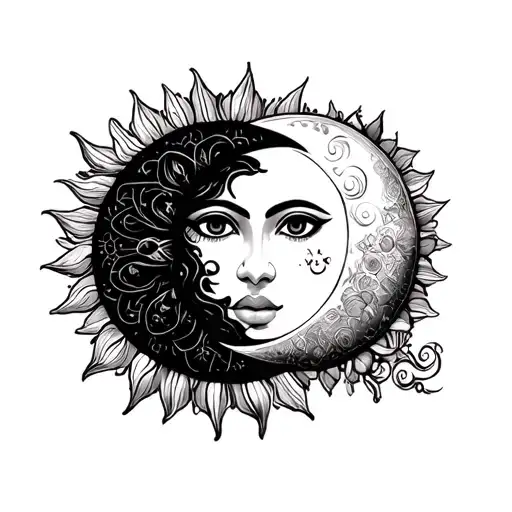 Mexican Sun And Moon Merging Together Representing The Client's Love