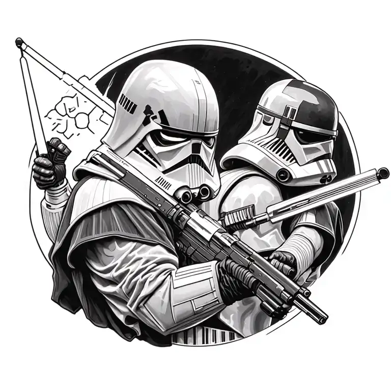 A Back Piece Including Duels From Star Wars