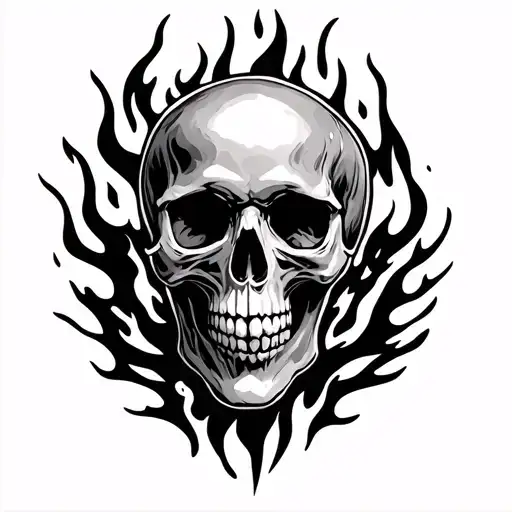 Skull And Fire Surrounded