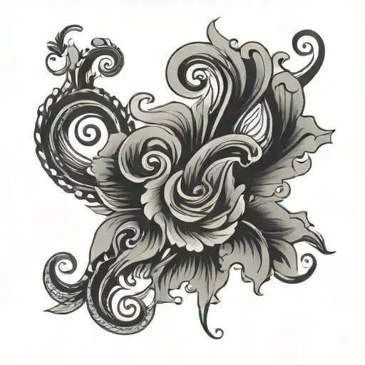 Black Work Curve Line Drawing