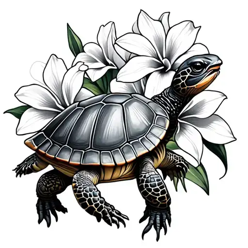 Turtles And Jonquil Flowers