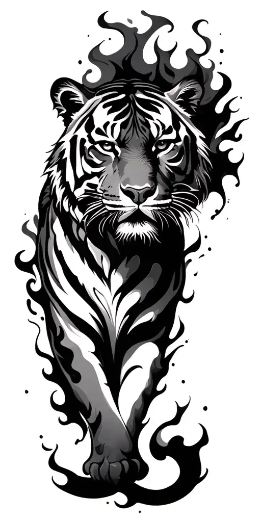 Tiger Made Of Smoke And Flames