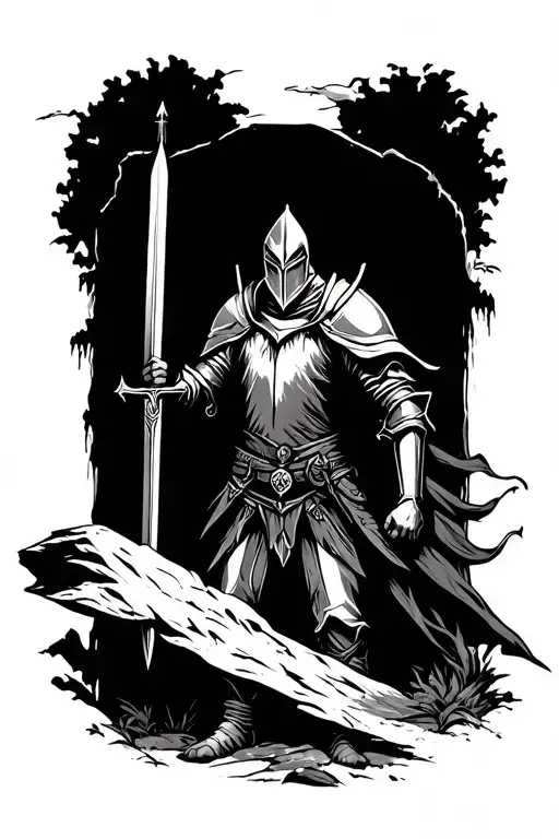 Knight Holding Sword In The Valley Of Death