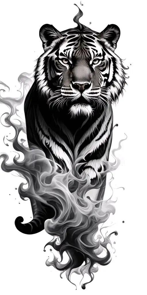 Realism Tiger Made Of Smoke And Flames