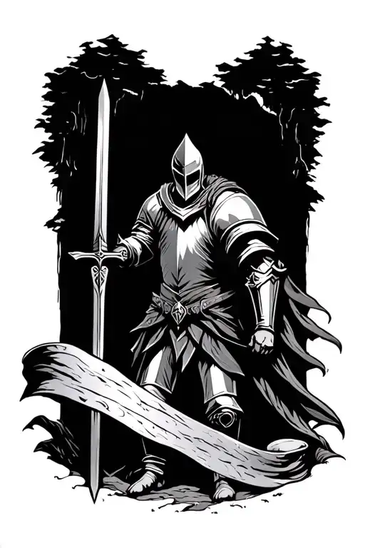 Knight Holding Sword In The Valley Of Death